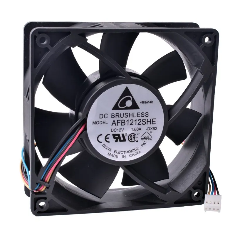 DELTA AFB1212SHE 12V 1.6A 4-wire 4Pin PWM double ball bearing cooling fan DELTA AFB1212SHE 12V 1.6A 4-wire 4Pin PWM double ball bearing cooling fan