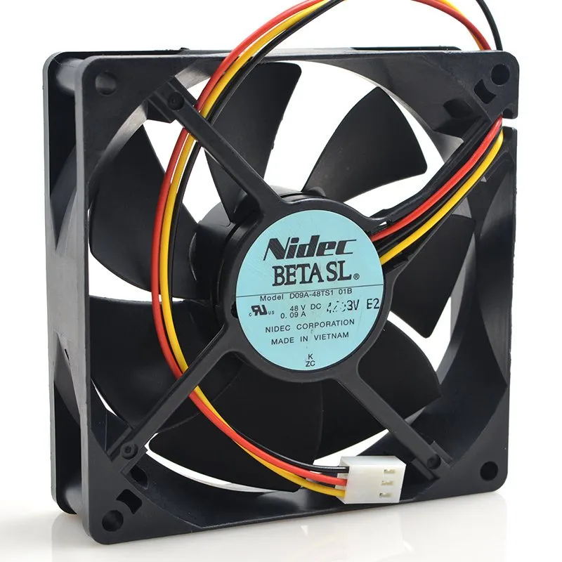 Nidec D09A-48TS1 01B DC 48V 0.09A 9CM 90*90*25mm 3 Lines Cooling Fan Nidec D09A-48TS1 01B DC 48V 0.09A 9CM 90*90*25mm 3 Lines Cooling Fan