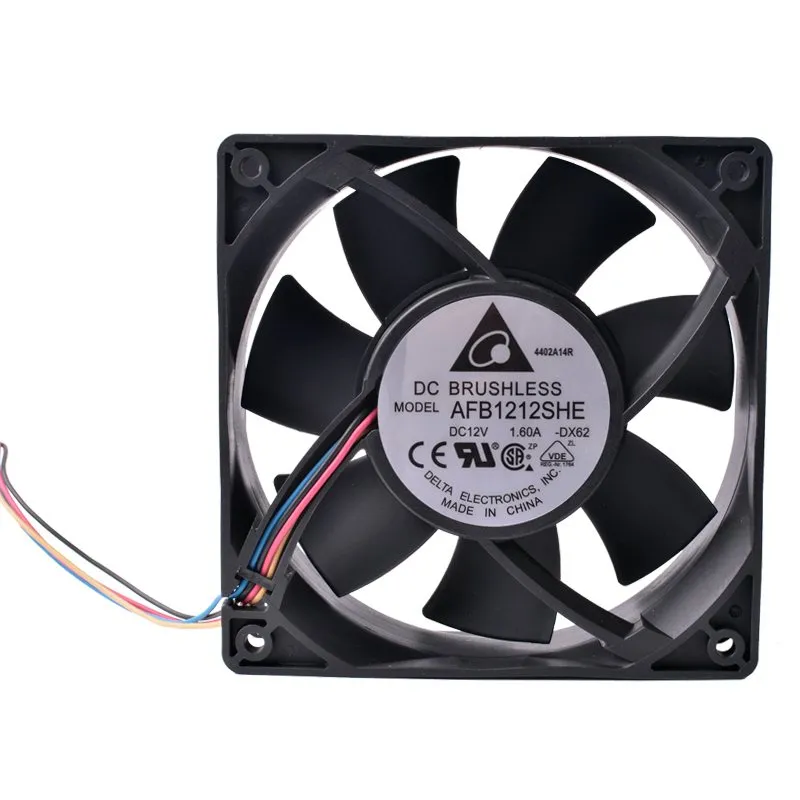 DELTA AFB1212SHE 12V 1.6A 4-wire 4Pin PWM double ball bearing cooling fan DELTA AFB1212SHE 12V 1.6A 4-wire 4Pin PWM double ball bearing cooling fan
