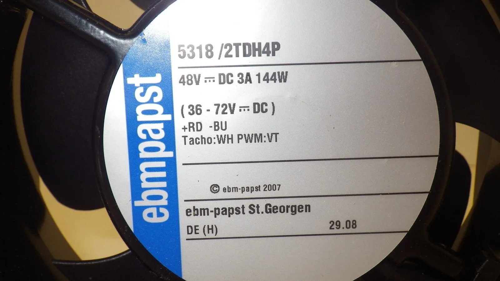 ebmpapst 5318/2TDH4P 48V 394.3CFM 90rpm fan ebmpapst 5318/2TDH4P 48V 394.3CFM 90rpm fan