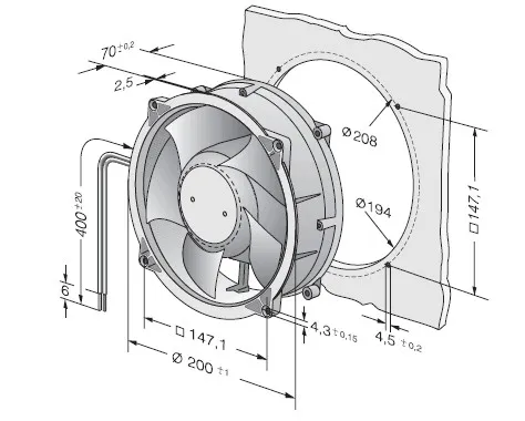 ebmpapst W1G180-AA03-09 48VDC 750MA 36W cooling fan ebmpapst W1G180-AA03-09 48VDC 750MA 36W cooling fan